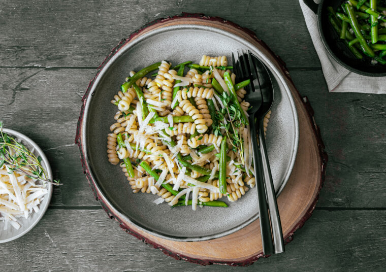 Pasta mit grünen Bohnen und Gruyère