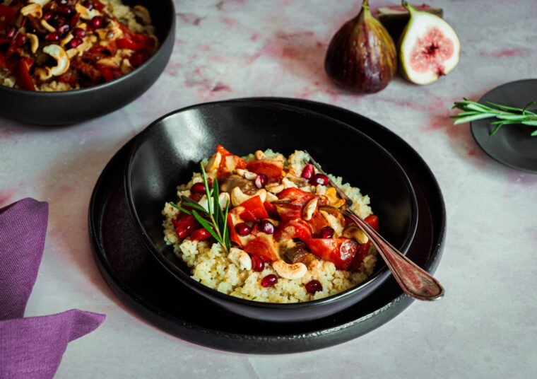 Bulgur Gemüse Pfanne mit frischen Feigen