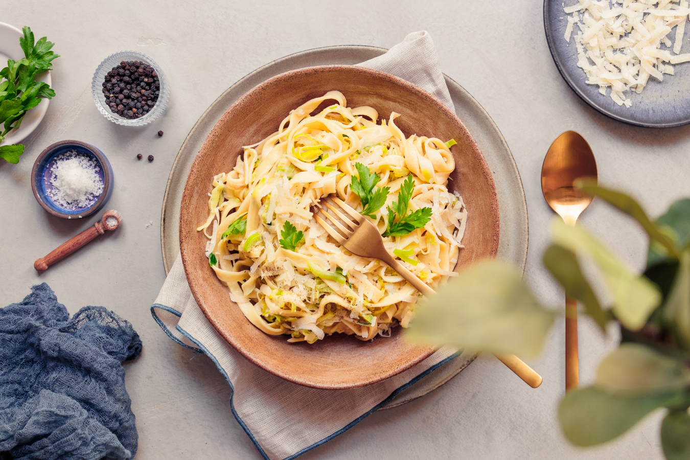 Tagliatelle mit Lauch und Mascarpone