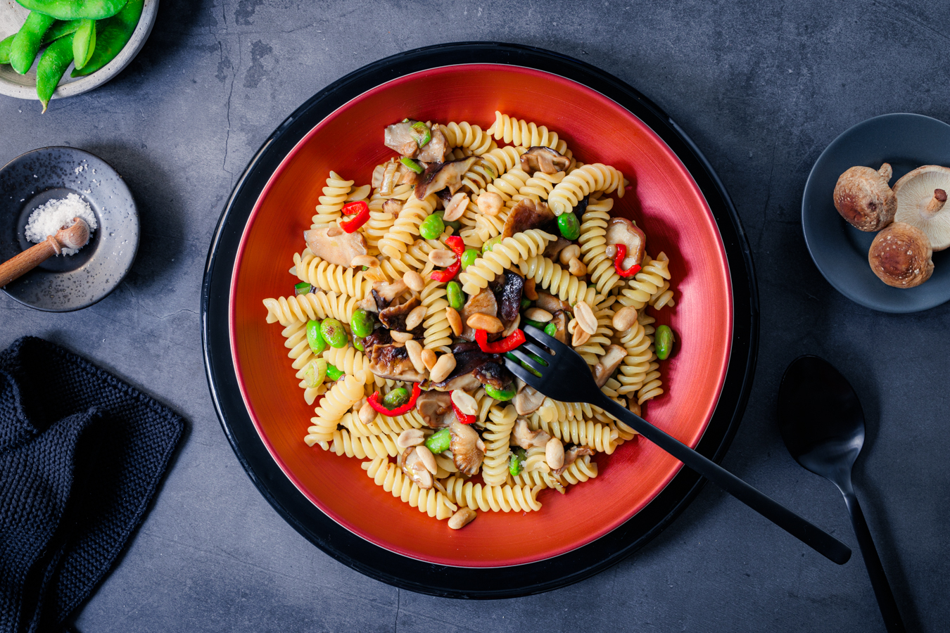 Pasta mit Shiitake und Edamame