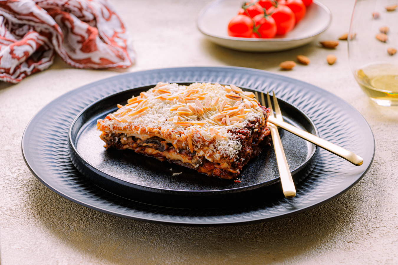 Lasagne mit Pilzen und weißen Bohnen