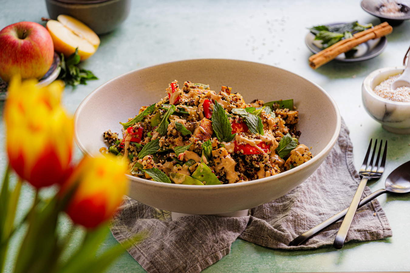 Quinoa mit Tofu, Gemüse und Amaranth