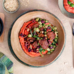 Tomaten Hummus Tomatenhaferbällchen Zucchini Oliven