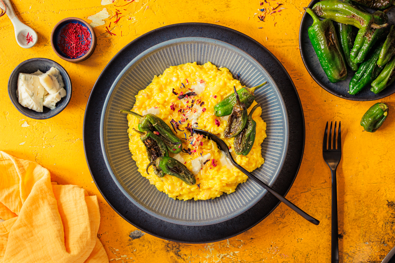 Safran Risotto mit Pimientos de Padron