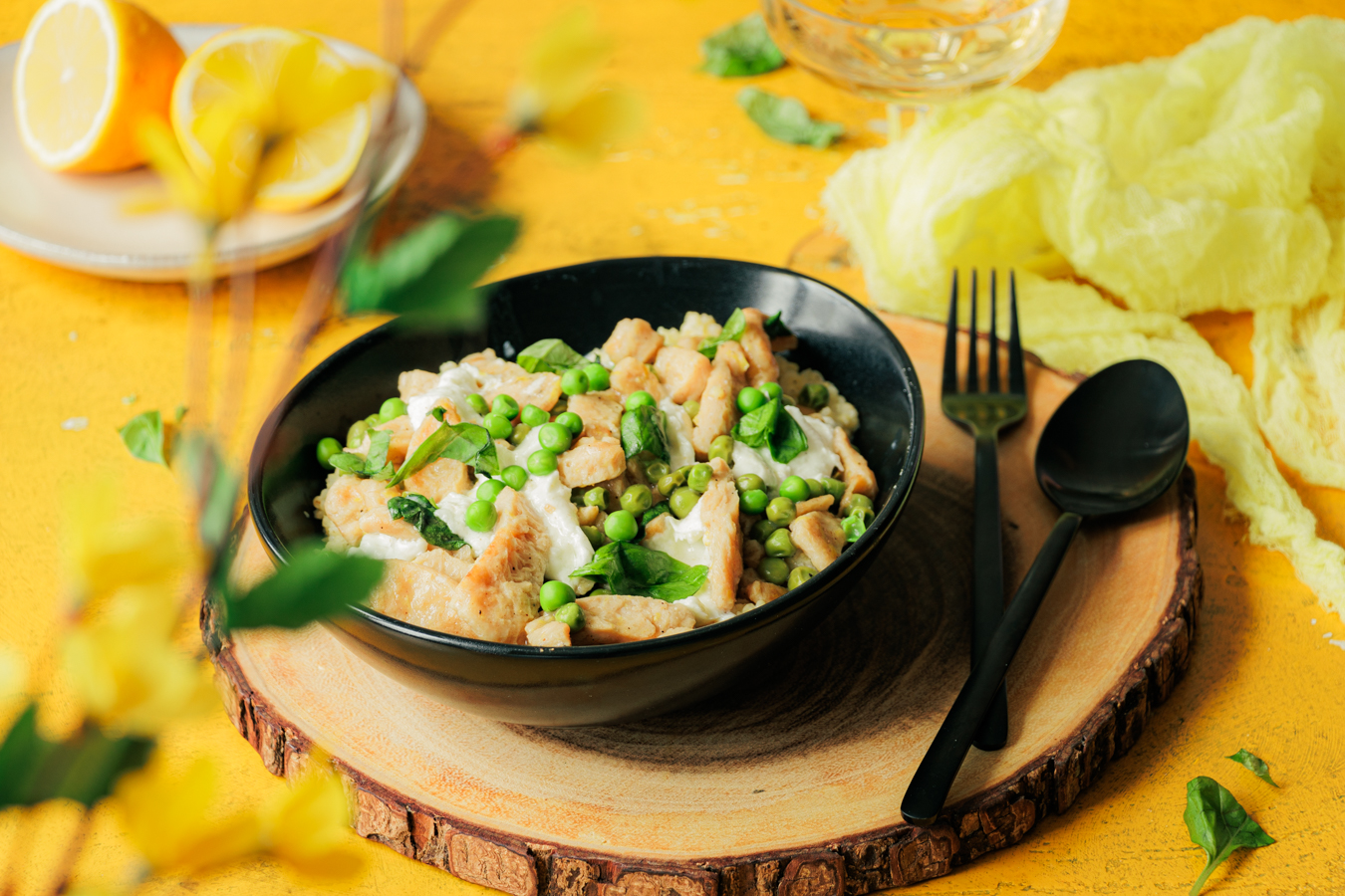 Sojaschnetzel mit Hirse und Erbsen