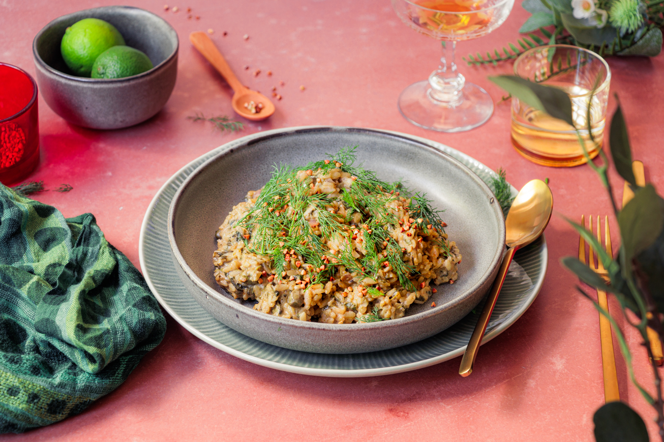 Spinat Risotto mit Limette und Mascarpone