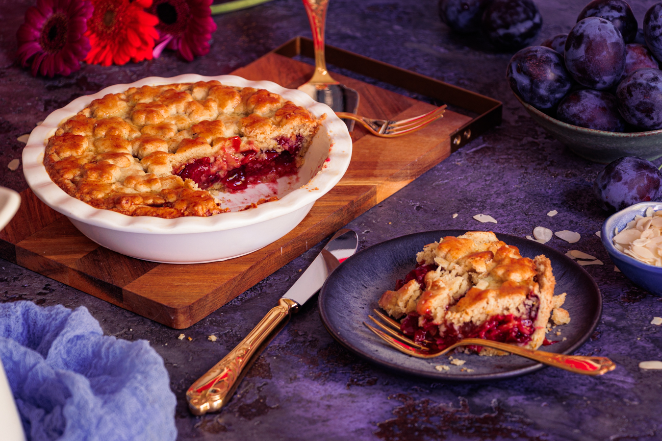 Zwetschgen Pie mit Amaretto und Mandeln
