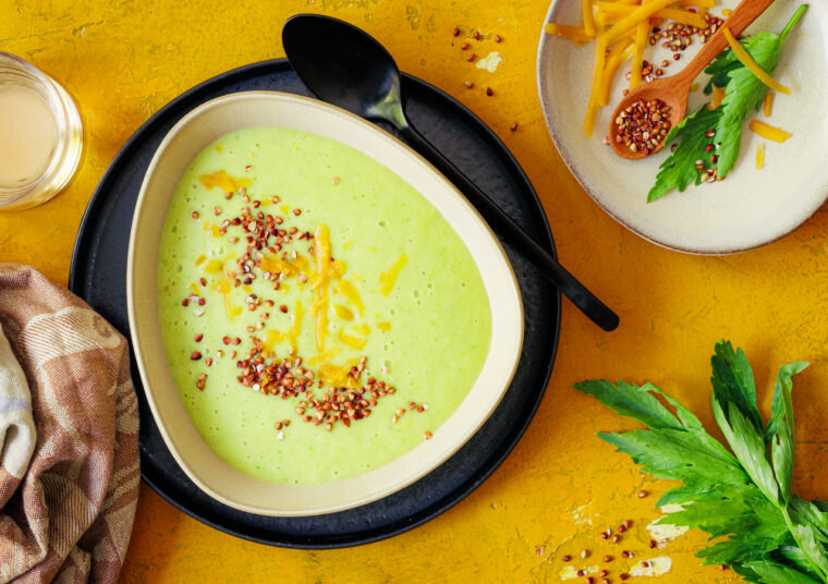 Lauch Suppe mit Cheddar und Buchweizen